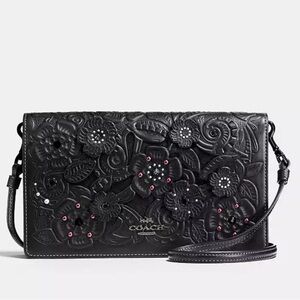 Coach Foldover Crossbody Clutch With Tea Rose And Tooling